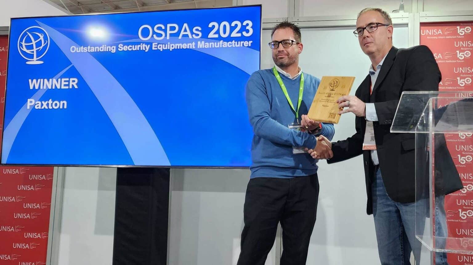 Paxton has recently been named Outstanding Security Equipment Manufacturer at the 2023 South Africa OSPAs