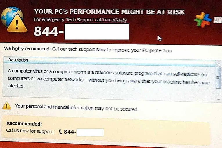 pop up phishing