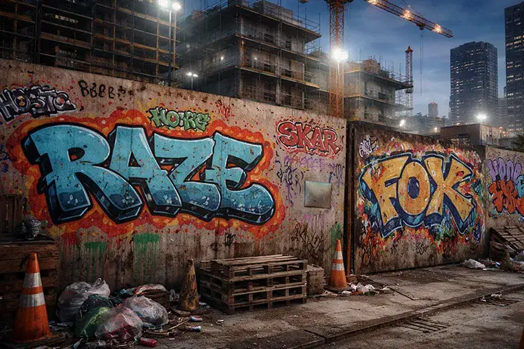 1-ISJ- 11 Types of Construction Site Security Construction Site Graffiti