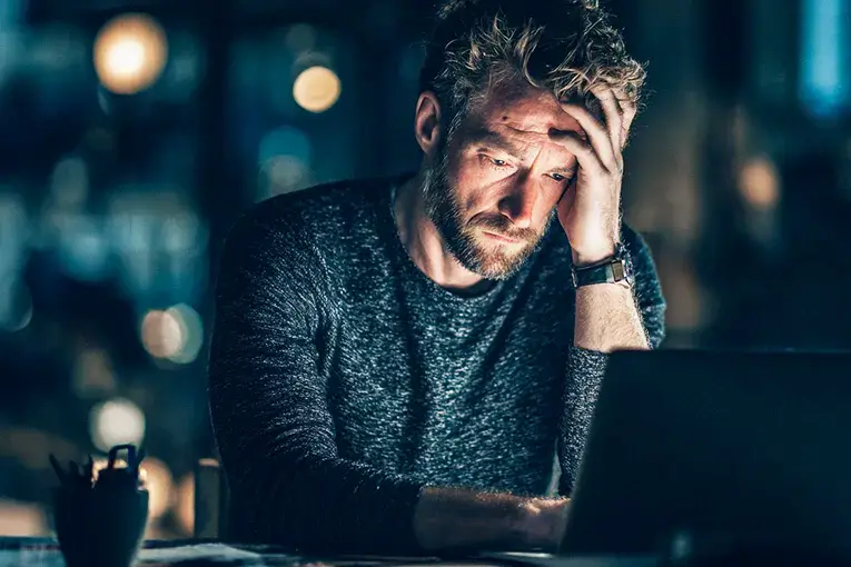 Stressed Male After Being Hacked