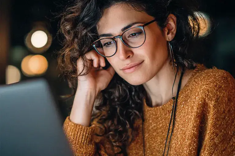 Woman Using Laptop Connected to VPN